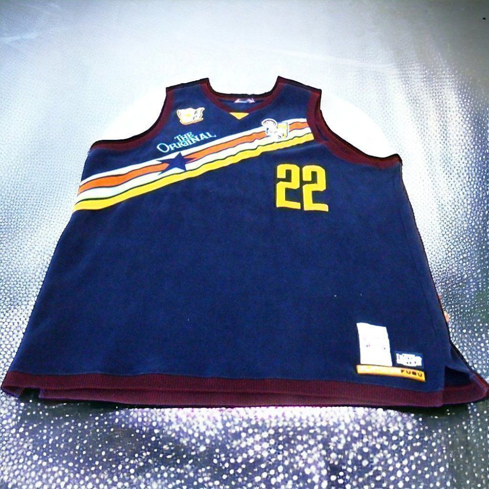 Fubu blue the Originals Harlem Globetrotters "Curly" sweater jersey